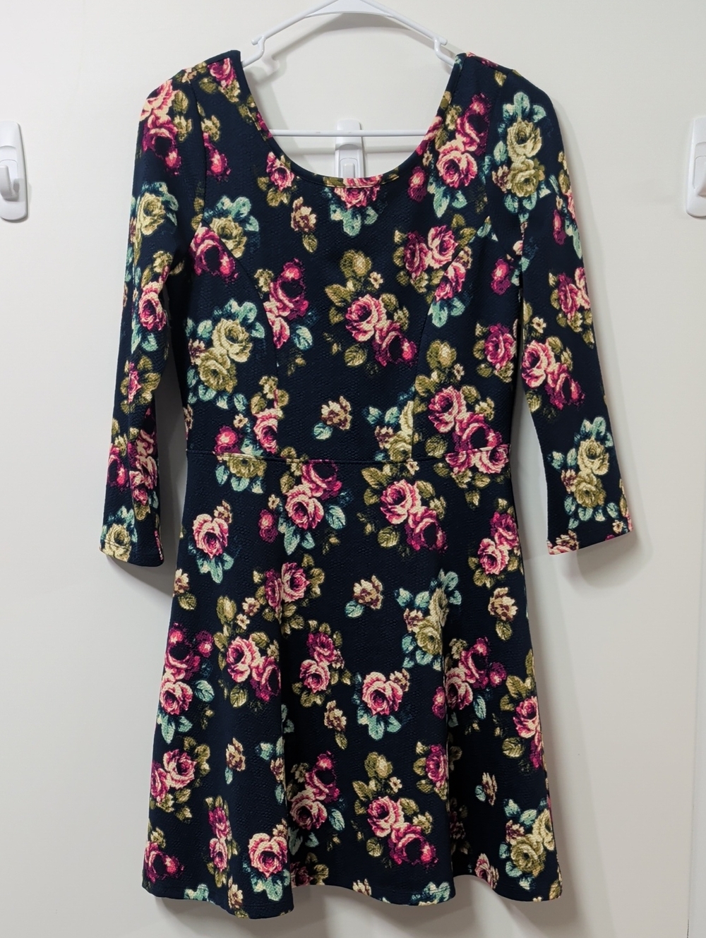 Bongo Navy Floral Fit-and-Flare Skater Dress